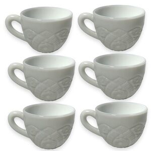 Vintage McKee Concord Opaque‎ Milk Glass Punch Cups Mugs Set of 6
